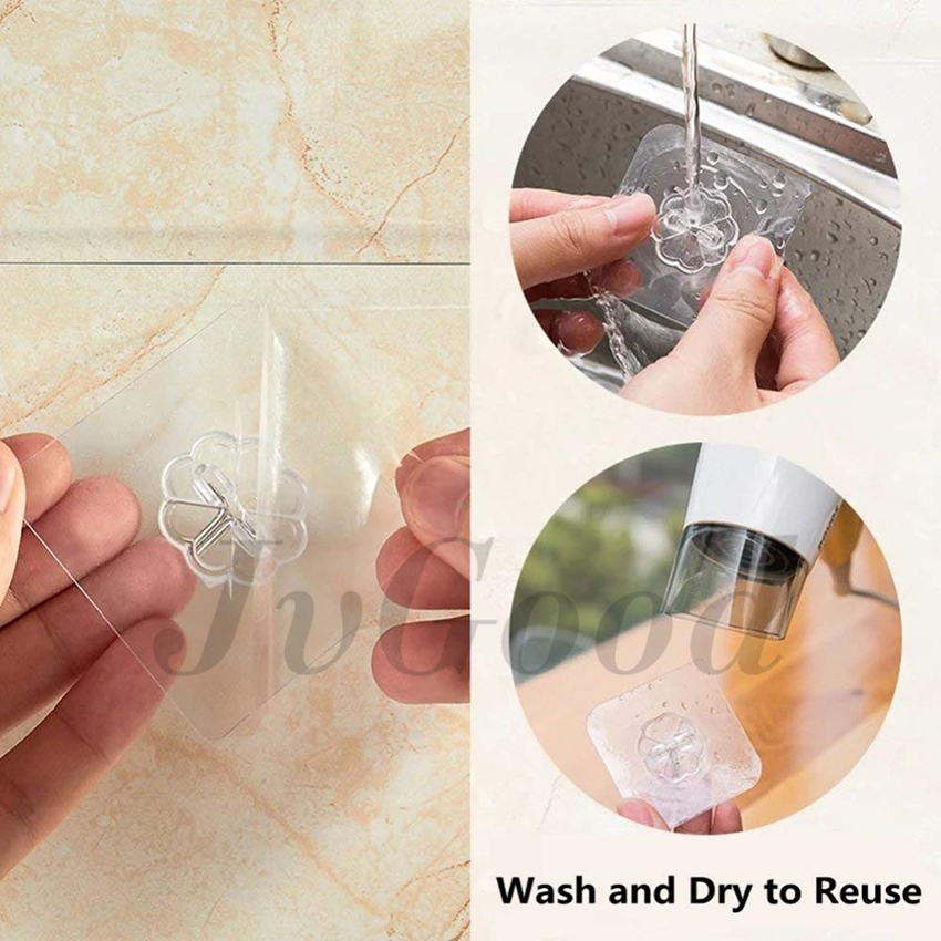 JvGood 10 PCS Magic Hook Without Nails Kitchen Transparent Strong Sticky Heavy Magic Wall Hook Adhesive Hooks